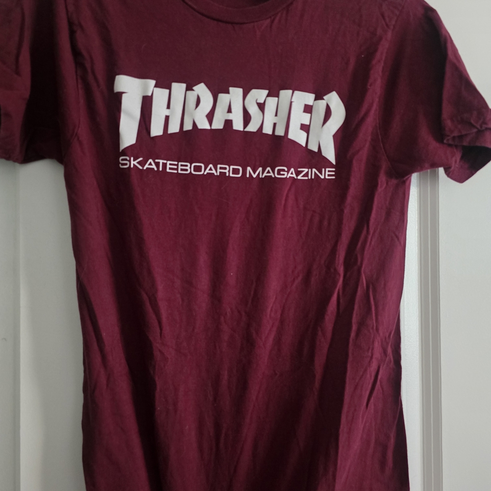 Thrasher Burgundy Tee with White Logo